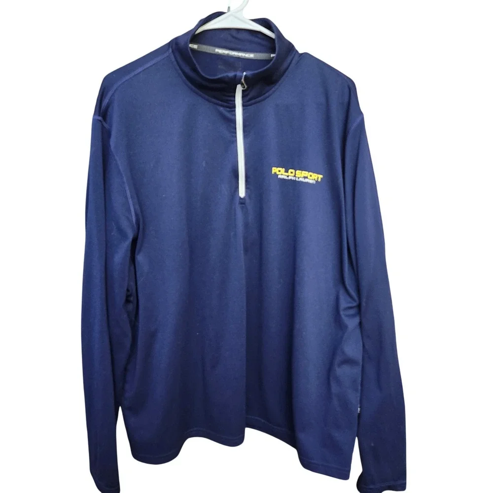 Polo Sport Ralph Lauren Mens XL Navy‎ Blue Performance Quarter Zip Pullover Golf